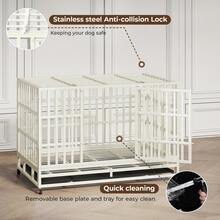 48-Inch Black Heavy Duty Dog Crate With Wheels And Sturdy Door Lock Design, Double Doors And Removable Tray Design For Medium To Large Dogs - màu đen - Xem 6