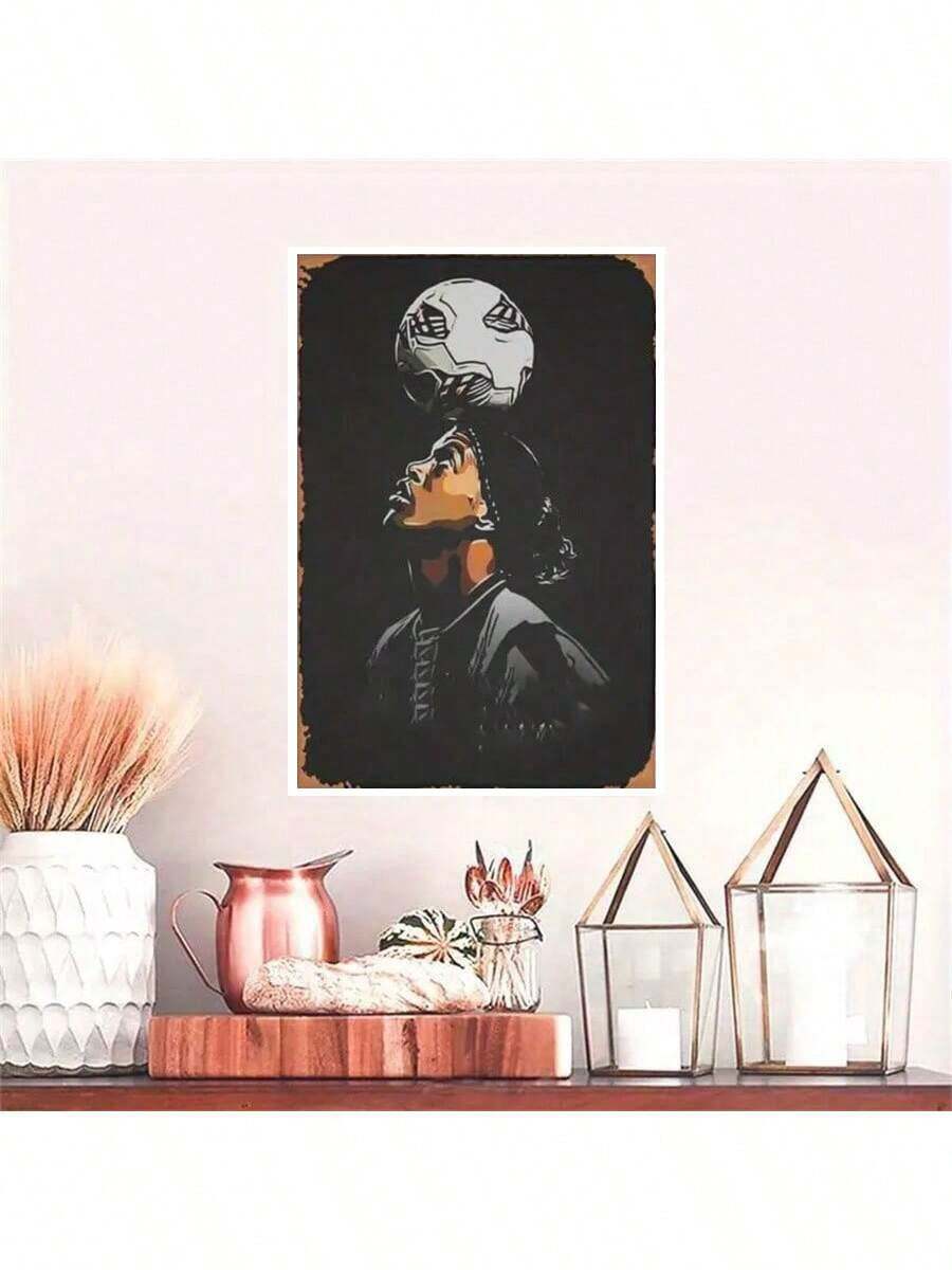 1 pieza Pintura clásica en lienzo de arte decorativo vintage de un jugador de fútbol - Impresión de figura deportiva sin marco para decoración del hogar, oficina, sala de estar, dormitorio, comedor - Multicolor - Ver 1