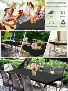 1 Piece Rectangular Tablecloth Cover +5pcs Polyester Dining Chair Cover/PU Chair Cover Set, High Stretch Polyester Spandex Material Tablecloth, Four Seasons Available Tablecloth Cover/Stool Cover, Suitable For Indoor, Outdoor, Picnic And Camping, Suitable For Decorating All Festivals And Important Occasions