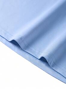 男士时尚百搭风景字母印花圆领短袖休闲T恤，夏季款 - 淺藍色 - 查看 3