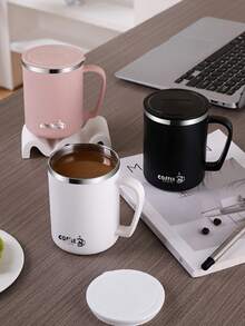 带手柄的隔热咖啡杯，不锈钢旅行杯，可重复使用的防漏冷饮杯，带盖的茶杯，适合家庭办公室使用，手柄和盖子设计，理想的礼物选择，适用于奶茶和各种饮料。 - 彩色 - 查看 5