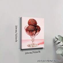 2D Flat, Posters & Prints 1pc Framed Canvas Ice Cream Art Print Chocolate Ice Cream Decor Food Art Poster Foodie Art Summer Kitchen Art Print Wall Art Canvas Paintings Ideal Gift For Bedroom Living Room Corridor Wall Art Wall Decor Room Decoration 2D - 黑色 - 查看 6