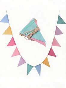 1套，3米长，12件，6色复古彩色亚麻三角旗，适用于生日、婚礼、万圣节、圣诞节、教室装饰、新年派对装饰、秋季家居装饰。线条不影响使用。颜色随机发！！，适用于学校用品，返校 - 單件 - 查看 2