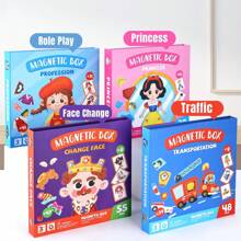 1 Set Of Magnetic Cartoon Dress-Up Children's Toys, Including 39 DIY Decorative Puzzle Particles, Parent-Child Interactive Puzzle Game, Birthday Gift