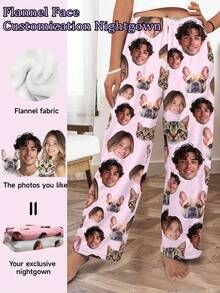 Printstory Custom Women's Fleece Flannel Pajama Pants, Customizable With Any Pattern, Personalized Gift, Suitable For Home, Friends And Holiday Gatherings - Pink - View 1