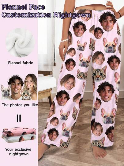 Printstory Custom Women's Fleece Flannel Pajama Pants, Customizable With Any Pattern, Personalized Gift, Suitable For Home, Friends And Holiday Gatherings