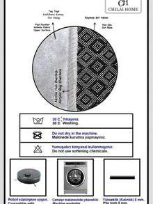 Made In Turkey - Washable Runner Rug – Non-Slip Roll Carpet – 80x120 Cm, 80x150, 80x200, 80x300, 100x200, 100x160, 100x300, 120x180, 140x190 Cm – Cut-To-Size Hallway Rug