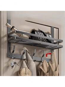 Over The Door Hook Storage Rack - Door Back Hook Towel Rack, Coat Hanger For Door, Fits 1.33-1.77 Inch Door Thickness, Easy To Install, Home Essentials, Kitchen Bathroom Accessories - Multicolor - View 6