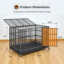 48-Inch Black Heavy Duty Dog Crate With Wheels And Sturdy Door Lock Design, Double Doors And Removable Tray Design For Medium To Large Dogs - màu đen - Xem 3