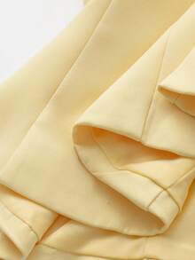 Áo không tay trang trí nơ có viền váy, màu vàng bơ thanh lịch, mùa hè - Màu vàng - Xem 5