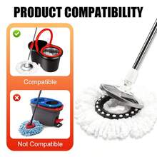 61 Inch Stainless Steel Adjustable Handle And 1 Mop Base And 2 Round Microfiber Mop Replacement Heads Combo Set, Compatible With Round Spin Mop, Home Mop, School Mop For Floor Cleaning (Without Mop Bucket) - White - View 7