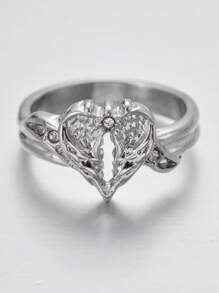 [时尚戒指] 1 件简约时尚戒指，天使翅膀爱心戒指 | 男士女士戒指 - 戒指 - 查看 5