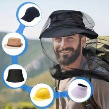 1pc Anti-Insect Anti-Mosquito Head Net Hat, Lightweight Breathable Mesh Design, UV Protection, Packable Polyester Headwear, Suitable For Fishing, Camping, Hiking, Outdoor Activities - Unisex