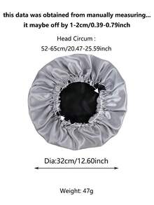 Gorro de satén, gorro de seda, gorro para dormir para mujeres/hombres - Gorro de satén reversible y ajustable extra grande para el cabello rizado y natural - Negro - Ver 5