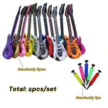 2pcs/6pcs/8pcs Inflatable Musical Instrument Party Props, Rock Star Toy Set, Inflatable Guitar, Inflatable Saxophone, Bass Pipa, Microphone, Mobile Phone, Tape Recorder, 80s/90s Themed Party Studio Decoration - Multicolor - View 16