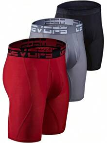 Men's Cool Dry Mesh Boxer Trunks 6-Inch Briefs, 3-Pack - 9-inch_(black / Red / Steel) - View 1