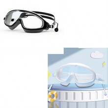 1/2/3 件超大号游泳镜，防雾防水硅胶游泳眼镜带耳塞，适合游泳训练和休闲，节日礼物，时尚设计，适合专业训练、成人、沙滩必需品、沙滩配件、泳池浮板 - 彩色 - 查看 27