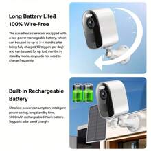 5G Wireless WiFi Outdoor Security Camera, 2K 4MP Night Vision With Spotlight, Solar Powered Wireless Battery, Human Detection, With Solar Panel, PIR Motion Detection, Two-Way Audio, Outdoor Wireless Security Camera, Floodlight Solar Camera For Home Security - Multicolor - View 5