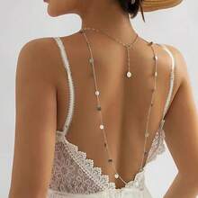 1pc Women's Minimalist Sequin Backless Chain Necklace, Metal Elegant Body Chain - W-xL194 Back Chain - View 9