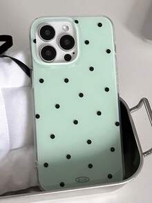 绿色时尚可爱波点亮面软壳手机壳，适用于 17 Air、16、15、14、13、12、11 Pro Max、16、15、14 Plus，简约创意防震后盖 - 薄荷綠 - 查看 2