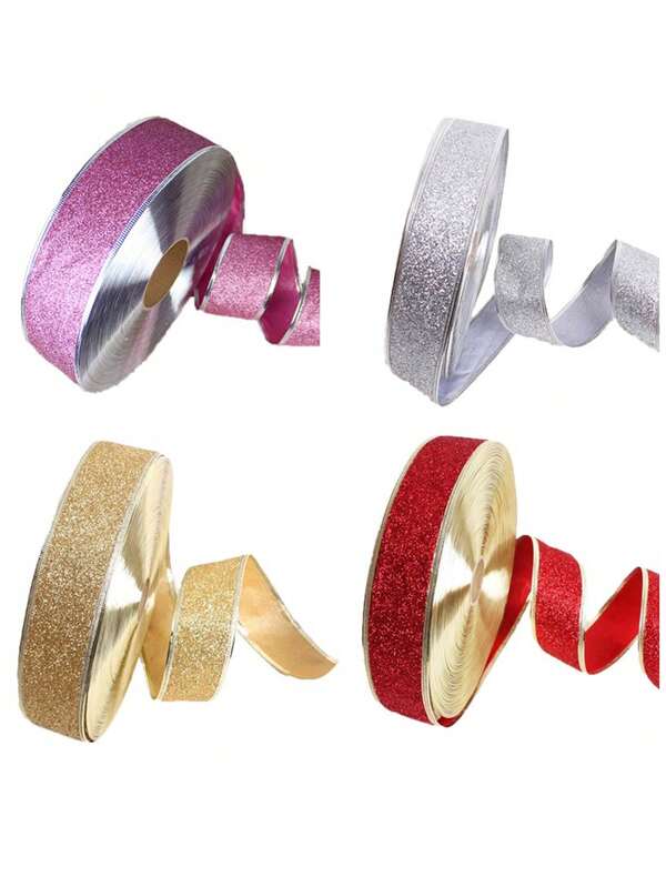 (2M/Roll) 5cm Wide Shiny Gold Powder Ribbon Gift Packaging, Foldable DIY Crafts, Christmas Tree Decoration, Ation Home Decor Christmas Decorations Room Decor Winter