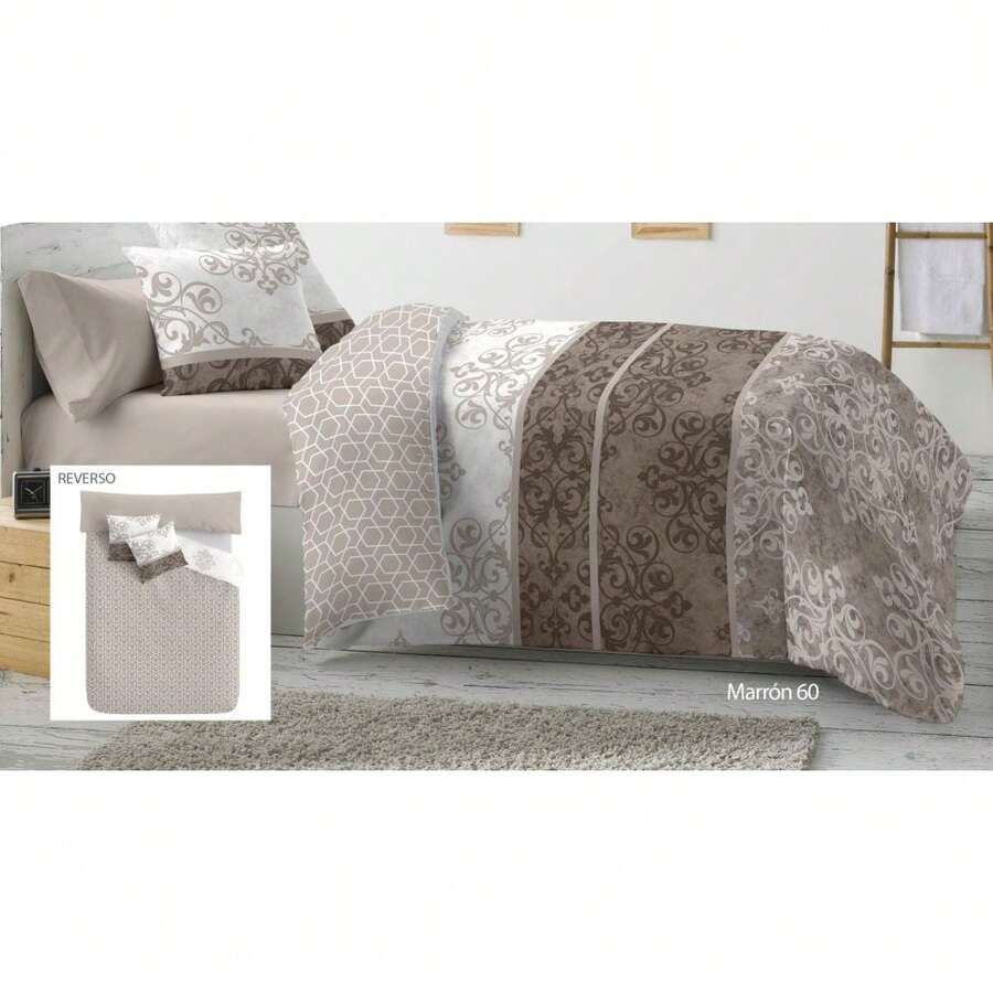 Nordic Winter Duvet, Reversible Printed Quilt With Microfiber, Soft Duvet, Size 180 X 260/230 X 260 Cm, For 90/105/135 And 150 Cm Wide Beds, Various Patterns Available (Without Pillow) - 咖啡棕 - 查看 1