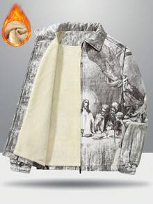 Herren Streetwear Das letzte Abendmahl Grafik Thermofutter Warme Jacke für Herbst/Winter