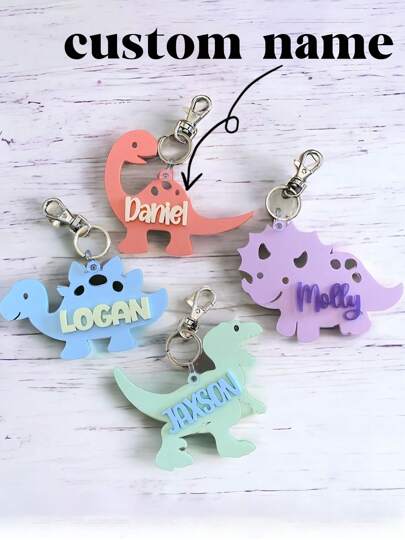Acrylic Dinosaur Key Tag With Personalized Name For Purse, Backpack, Luggage, Diaper Bag, Gym Bags, Key Chains,Gift For Children,Multi-Functional,Ornamental,Letter,Stylish,Modern,Colorful,Cute,Adorable,Casual,Custom,Personalised,Unique,Customized,Ideal Gifts For Him,Ideal Gifts For Her,Multi-Functional,Ornamental,Letter,Stylish,Modern,Colorful,Cute,Adorable,Casual,Custom,Personalised,Unique,Customized,Ideal Gifts For Him,Ideal Gifts For Her,Kids,Urban Gala,Travel, School