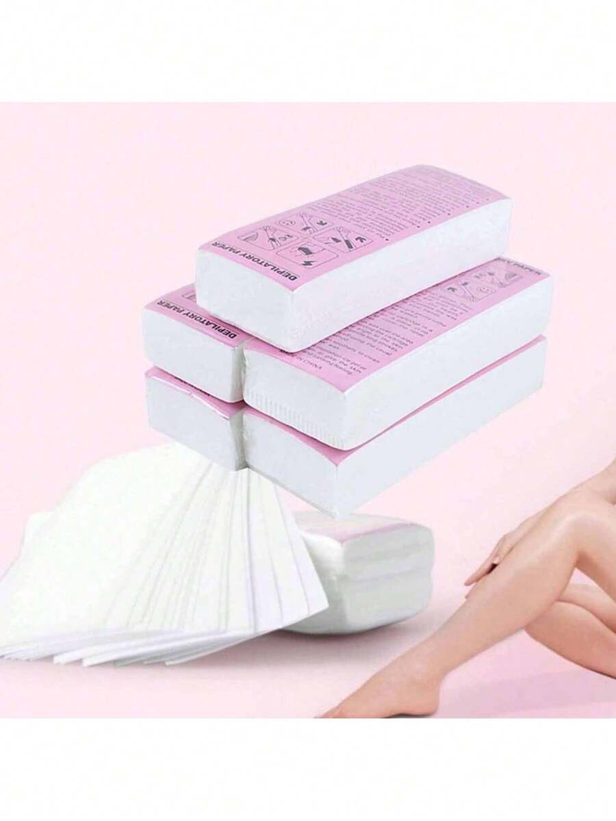 300/200/100/50pcs Non-Woven Fabric Waxing Strips, Beeswax Special Paper, Non-Woven Fabric Waxing Cotton Pads, Beeswax Paper, Waxing Cloth, Wax Paper - White - View 1