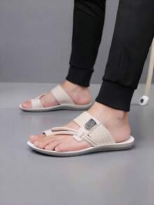 Men's Summer New Breathable Anti-Slip EVA Thin Sole Sandals, Fashionable Casual Strap Beach Slippers - Beige - View 7