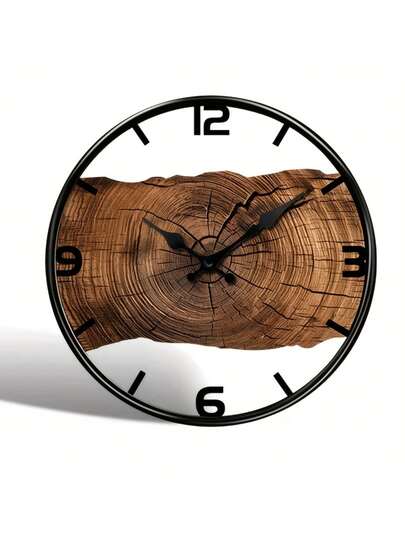 1pc Wooden Klok Silent Non Ticking Digital Tree Ring Round Moderne Home ation Living Room, Bedroom, Office Perfect Birthday s, ation, AA Battery Powered (Not Included), Room Clock, Durable Wood Structure, Interior er, ations view 6