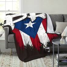 Puerto Rican Themed Flannel Blanket - Vibrant Cultural Prints With Flags, Symbols & Puerto Rico Text - Soft Warm Travel Digital Print,Suitable For All Seasons,      Washable And Machine-Washable, Lightweight, Breathable, Comfortable, Warm,  Unique, 280gsm For Him And Her, Perfect For Naps, Camping, Travel, Family, Daily Life, Office Decoration, Birthday Anniversaries, Valentine's Day, Thanksgiving, Christmas, Halloween, Mother's Day, Father's Day, Wedding,   New Year Gifts Provide Personalized Ideal Gifts For Her, Him, Family Members, Boyfriends,  Girlfriends, Fathers, Family Members, Mothers, Lovers,   Daughters, Sons,   Grandfathers, Grandmothers,     Friends, Classmates And Pets.     Sofa,Bed,Car,Bedroom,Living Room,Office,  Outdoor Camping, Beach,Wall Decoration - 多色6 - 查看 3