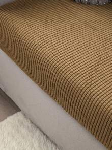 1pc Jacquard Sofa Seat Cushion Cover, Chair Cover Sofa Slipcovers, Stretch Washable Removable Slipcover, Polar Fleece Sofa Protector - Brown - View 8