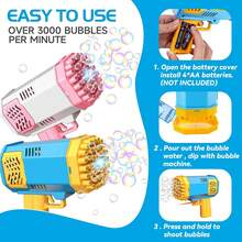 Handheld Fully Automatic Bubble Gun Toy Electric Gun Rocket Launcher Bubble Making Machine Kids Bubble Blower [Battery And Bubble Solution Not Included] - Blue - View 5