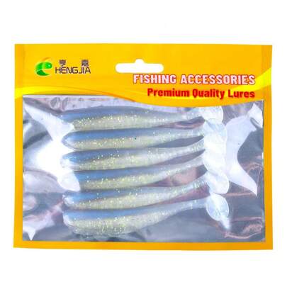 HENGJIA 6PCS/Pack Soft Lures 100mm 5.4g Artificial Soft Baits For Bass Fishing Silicone Double Color Fishing Wobblers
