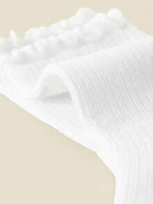 5 pares de calcetines de media caña con adorno de encaje para niños, estilo escolar, calcetines de unicolor con estampado de dibujos animados simples, suaves y cómodos, versátiles, adecuados para Navidad, regalos festivos, uso diario, vuelta al colegio, salidas, relajación en casa