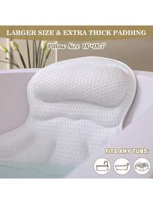 这款浴缸枕配有防滑吸盘，可为颈部和背部提供支撑。适用于所有浴缸，提升沐浴时颈部的放松体验。它兼容家用浴缸，非常适合在酒店浴缸中放松身心，并为老年人提供沐浴支撑。它是送给沐浴爱好者和朋友的完美礼物。款式随机发货。