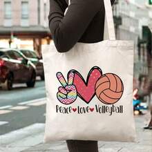 1pc Volleyball Tote Bag With Adjustable Strap - Lightweight & Durable Polyester Gym Bag, Beige With Volleyball Graphic - For Volleyball Players, Coaches, Fans - Easy-Clean Sports Bag For Practice, Games, Travel - Ideal Gift For Volleyball Lovers, Volleyball Accessories, Game Day Essentials, Playful Design, Sturdy Construction, Team Players, Casual Carryall, Highquality Fabric, Fitness Enthusiasts, Preschool Teacher Bag, Teacher Bag, Volleyball Bag For Women/Sports Bag, Volleyball - 1pc - View 7