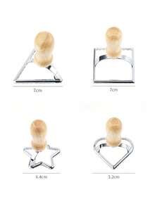 1pc Round Dumpling Mold, Wooden Handle Dough Press Mold For Kitchen