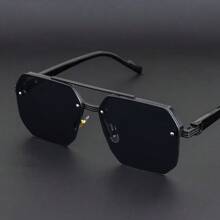 نظارة طراز الطيار ذات الجسر المزدوج بطراز رجعي، مناسبة للشاطئ والتصوير والتنزه والسفر والاستخدام اليومي، إطار معدني قطعة واحدة