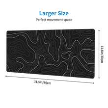 Abstract Topographic Map Black Mouse Pad Big Gaming Mouse Pad XXL Mousepad Large Keyboard Mat With Non-Slip Rubber Base Stitched Edges Mouse Mat Desk Pad For Gaming And Office