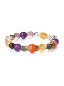 VE 1 pieza Pulsera de cristal natural de llama púrpura de alta calidad de plata S925, grado premium de amatista, adecuada para uno mismo, la mejor amiga, la novia, la amiga, la mamá. Color de la joyería surtido al azar - Pulsera - Ver 2