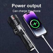 超强LED手电筒高流明6档带COB侧灯防水伸缩变焦应急灯户外露营钓鱼维修夜间徒步和骑行灯 - 黑色 - 查看 8