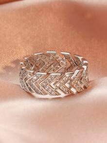 1 chiếc nhẫn đính đá Zirconia hình mũi tên vô cực thời trang, quà tặng Giáng sinh cho mẹ, phụ nữ, đám cưới, kỷ niệm, tiệc tùng - Bạc - Xem 2