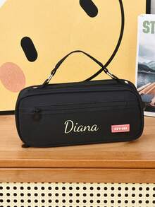 1pc Customized Cosmetic Storage Bag, Nylon Material, Zipper Closure, Women'S Gift, Personalized Multi-Purpose, Simple, Minimalist, Festive Atmosphere/Vacation, Casual, Suitable For Girlfriend, Family, Friends, Can Print Name Or Message. Can Exclusive Name, Letters, Lucky Numbers, Etc.