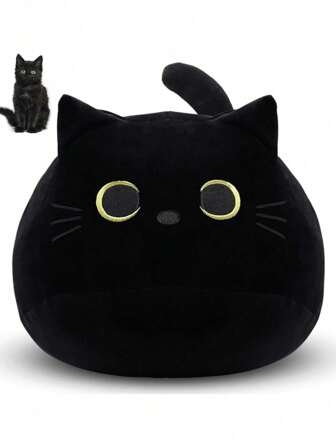 3 tailles Mignon chat noir poupée en peluche oreiller, poupée en peluche douce, poupée en peluche adorable, cadeau de haute qualité pour enfants, décoration pour la chambre des garçons/filles, cadeau d'Halloween