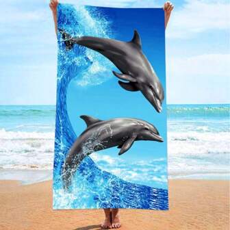 Strandlaken in willekeurige kleur - Superzachte strandlaken van vezels met opdruk, absorberend (200*220 cm)