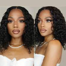 14in Water Wave Short Wig For Girls – 150 Density Lightweight Hair, Heat-Resistant & Festive Gift Essential - Black - View 5