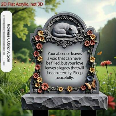 1pc Acrylic Garden Marker, Memorial Stone Base Design, Pet Memorial, Loved Cat/Dog Plaque, Outdoor Pet Tribute, Pure Love, Tombstone Style, Durable Outdoor Decor, 2D Flat
