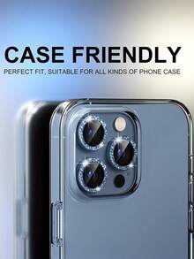 ZYONS 3pcs Camera Lens Protector Film, Compatible With IPhone 17 Pro Max/17 Pro/17 Air/17/16 Pro Max/16 Plus/16E/15 Pro Max/14/13/12/11, 9H Tempered Glass Camera Cover Screen Protector With Metal Ring Decor (Blue) - Blue - View 3
